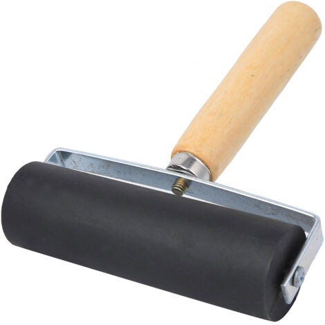 Rouleau d'impression en caoutchouc noir avec manche en bois amovible pour arts créatifs