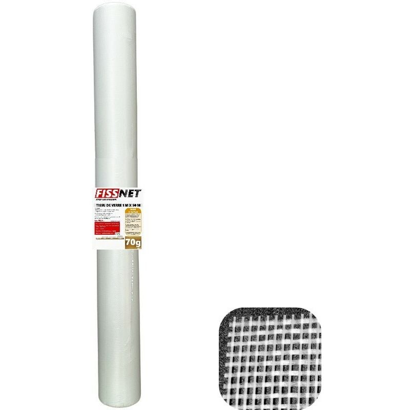 Rouleau FISSNET 70 fin tissu en fibre de verre 1 x 50 m - 70g/m²