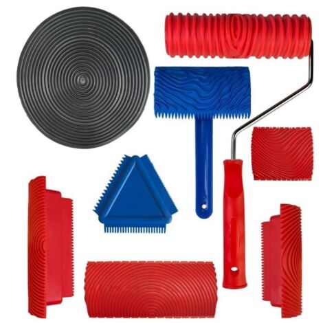Rouleau Grain Bois - Kit 8 Rouleaux Caoutchouc pour Effet Bois - Pour Murs Meubles Portes et Surfaces Lisses - 8 Pièces