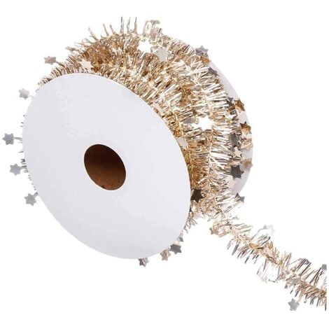1001KDO Rouleau guirlande de Noel etoile 2 plis 3 m or