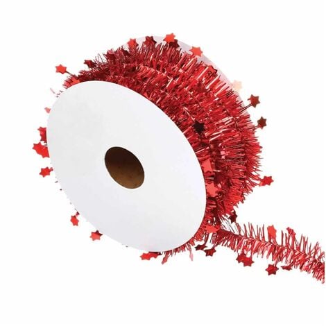 1001KDO Rouleau guirlande de Noel etoile 2 plis 3 m rouge