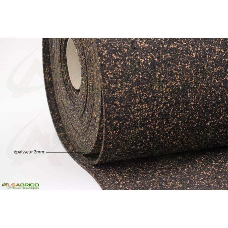 rouleau isolant souple en caoutchouc (70%) et liège (30%), ép. 2mm - 10m x 1m = 10m²