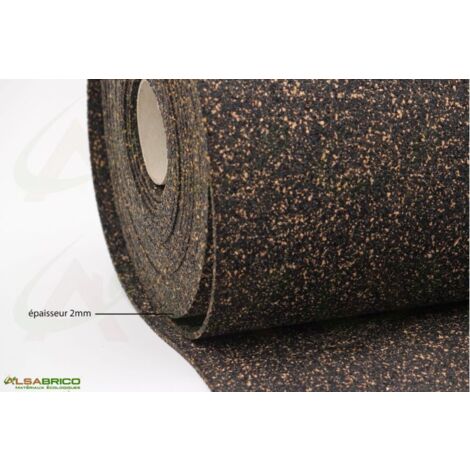 Rouleau isolant caoutchouc liège 2mm – Longueur 10m, largeur 1m – Isolation thermique et acoustique – Résistant à l'eau et à l'humidité