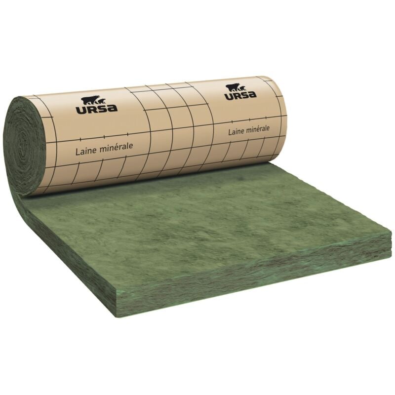 Rouleau laine de verre Ursa prk 35 terra revêtu kraft - Ep. 100mm - 6,48m² - r 2.85