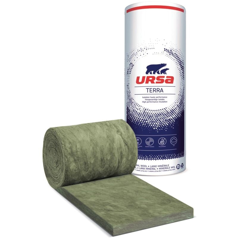 Rouleau laine de verre Ursa coustic terra nu 900mm - Ep. 45mm - 14,58m² - r 1.10
