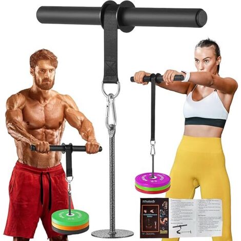 Rouleau Pour Poignets - Câble Nylon 107 cm - Support En Acier Allié - Poignées Épaisses Non Glissantes - Plateau Universel Pour Plaques De Charge - 1 Pièce
