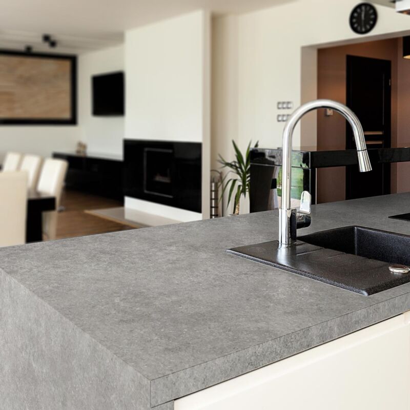 Rouleau revêtement adhésif vinyle au mètre - Sticker lavable Cuisine Meuble Armoire Porte - béton brossé - 60x200cm