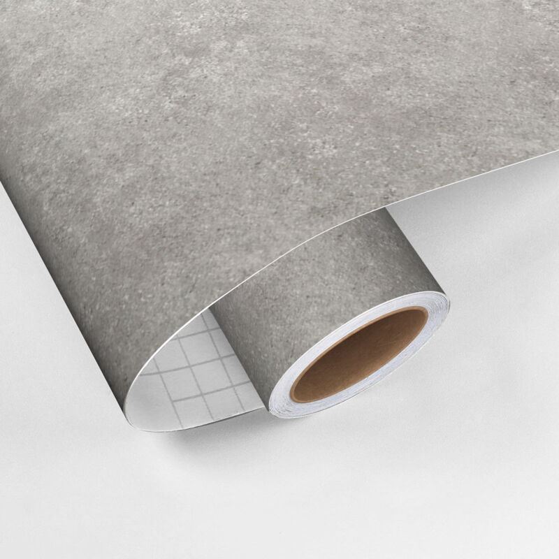 Rouleau revêtement adhésif vinyle au mètre - Sticker lavable Cuisine Meuble Armoire Porte - béton brossé - 60x100cm