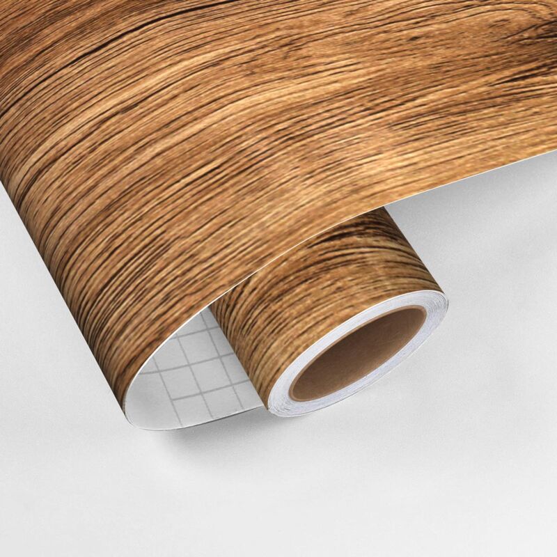Rouleau revêtement adhésif vinyle au mètre - Sticker lavable Cuisine Meuble Armoire Porte - bois merlo - 60x100cm