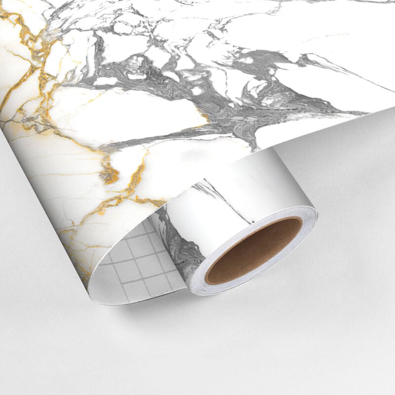 Rouleau revêtement adhésif vinyle au mètre - Sticker lavable Cuisine Meuble Armoire Porte - marbre de bucarest - 60x100cm