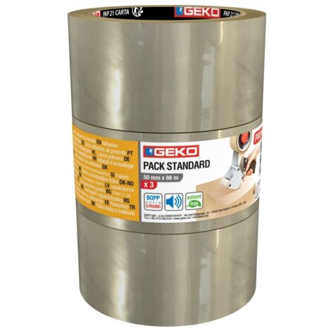 Rouleaux Adhésif - Geko - Havane - Transparent - Lot de 3 - 55mm X 60m
