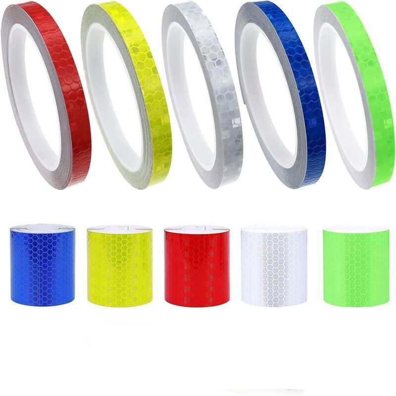 Rouleaux Bande Reflechissante Autocollante, Imperméable Ruban Réfléchissant pour Voiture Moto Vélo Casque Nuit Sécurité Marquage Routier(2 Tailles: 1