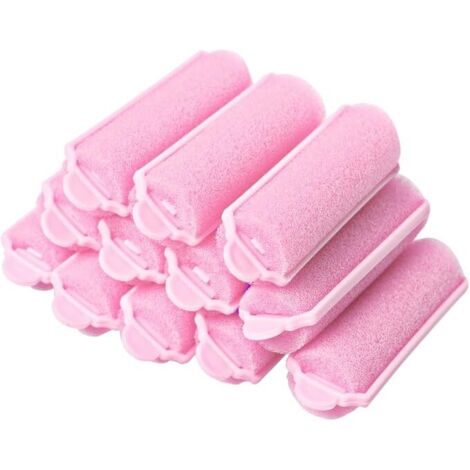Rouleaux de cheveux en éponge douce, 12 pièces roses, outil de bouclage à faire soi-même