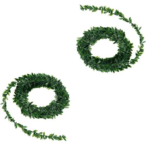rouleaux de guirlande artificielle en ruban de feuilles vertes, fleurs en fil de fer