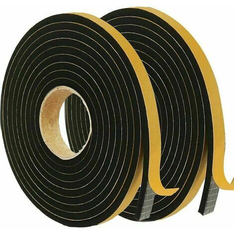Rouleaux de joint adhésif pour porte de fenêtre, 12 mm (largeur) x 3 mm (hauteur) Isolation de joint en mousse de caoutchouc Calfeutrage multifonctionnel Coupe-vent Anti-froid Protection antichoc
