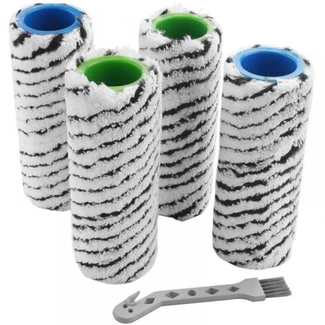 Rouleaux de Nettoyeur de Sol Compatibles Karcher FC7 FC5, Lot de 2 Noirs à Double Rayure