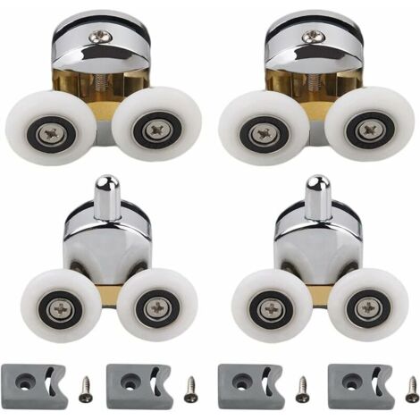 Rouleaux de Porte de Douche, Roues de Porte en Plastique, pour le Bricolage en Verre de 4 à 6 mm, de 23 mm de Diamètre (2 Rouleaux Supérieurs et 2 Rouleaux Inférieurs) (23MM)