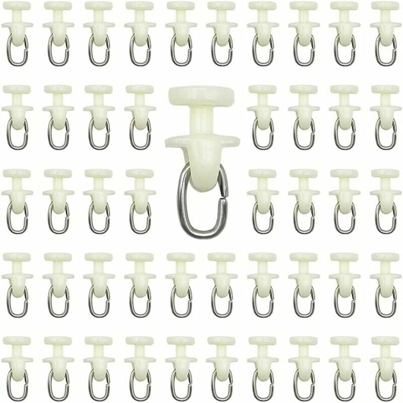 Rouleaux de Rail de Rideau-100 pièces rail intérieur Crochet de Rideau Rail Glisseur Rail,Rideau Poulie à Rideaux en Plastique(Blanc),2.61.2cm