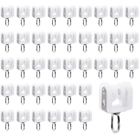 Rouleaux de Rail de Rideau,40 pièces Rouleaux de Rail de Rideau en Plastique à Deux Roues,pour Accessoires Rideaux dans Salles de Chambres(Blanc)