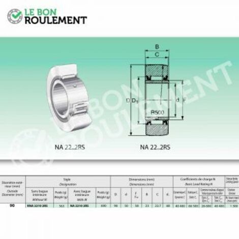 Roulement à aiguilles NA2210-2RS