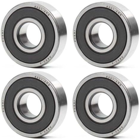 Roulement à billes 12 x 32 x 10 mm – Double joint en caoutchouc – ABEC 5 – Pré-lubrifié – Lot de 4 pour machines de jardin et véhicules - 6201-2RS