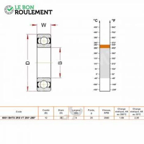 Roulement à billes 6001-BHTS-2RS-VT250-280