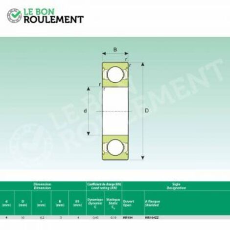 Roulement à billes MR104-ZZ-INOX