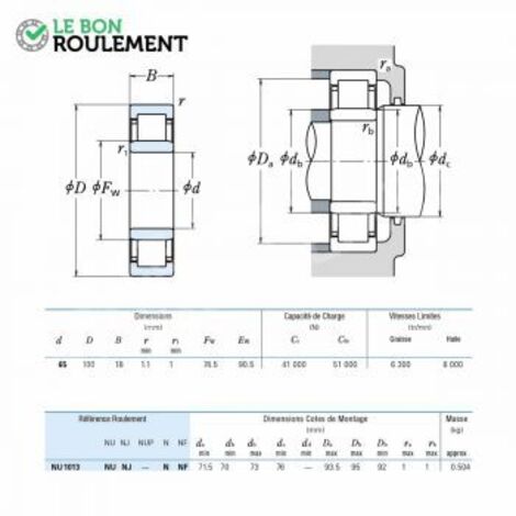 Roulement à rouleaux cylindriques NU1013-NSK