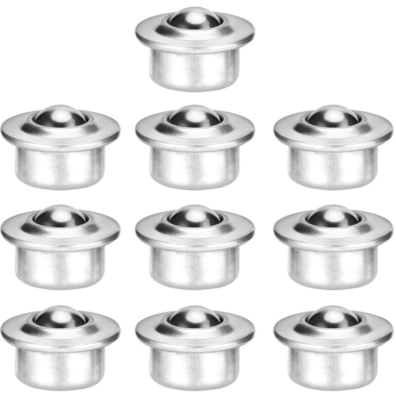 Roulement Convoyeur Unité de roulement à Billes de Transfert en Acier Inoxydable Base Universelle en Métal Roulettes à Billes Montées 10PCS