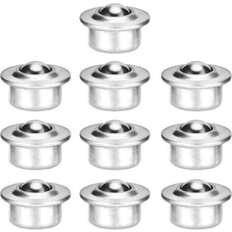 Roulement Convoyeur Unité de roulement à Billes de Transfert en Acier Inoxydable Base Universelle en Métal Roulettes à Billes Montées 10PCS