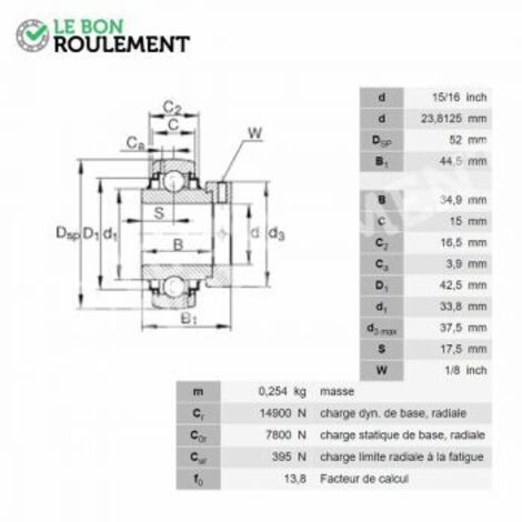 Roulement de palier G1015-KRR-B-AS2-V-INA