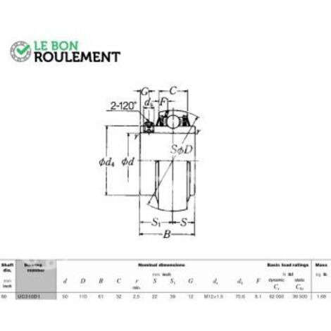 Roulement de palier UC310-NSK