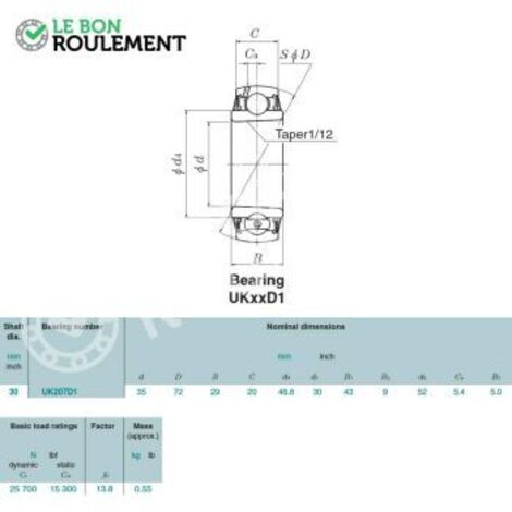 Roulement de palier UK207-D1-NTN