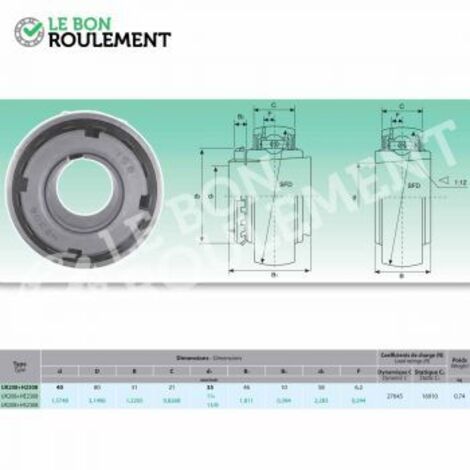 Roulement de palier UK208+H2308