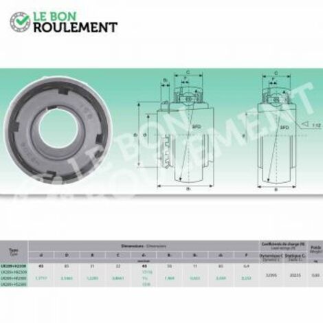 Roulement de palier UK209+H2309