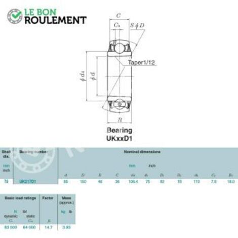 Roulement de palier UK217-D1-NTN