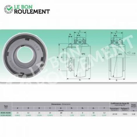 Roulement de palier UK305+H2305