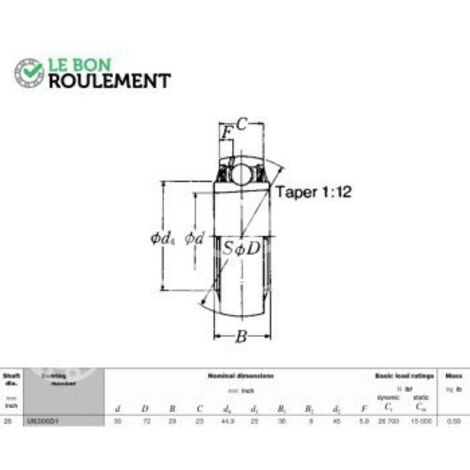 Roulement de palier UK306-NSK
