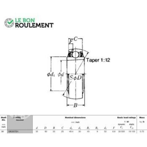Roulement de palier UK307-NSK