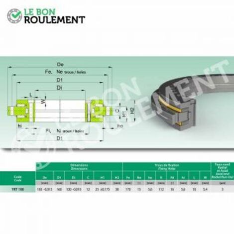 Roulement de précision pour table tournante YRT100