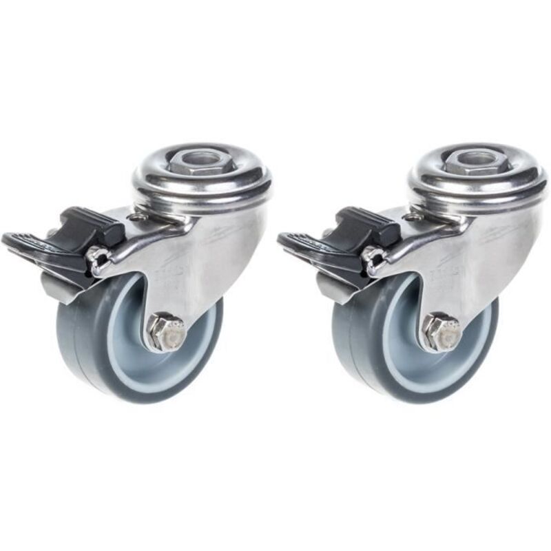 Roulers - Stainless Steel - 50 mm - Set of 2 - Maximum load 80 kg - Grey