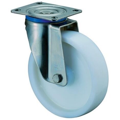 Roulette 150mm HS100 plaque Plastique blanc ERRL HS100.B14.150