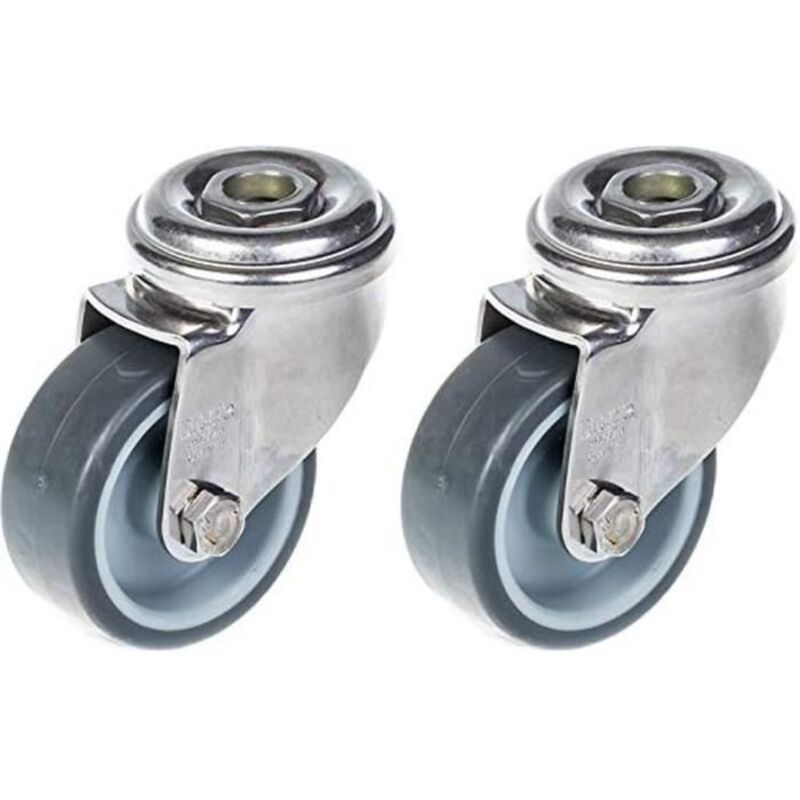 Roulette - 50mm x 20mm - Stainless steel - Swivel - Load 80kg - Set of 2