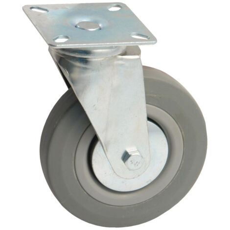 Roulette 75mm caoutchouc gris platine pivotante AVL 557875H