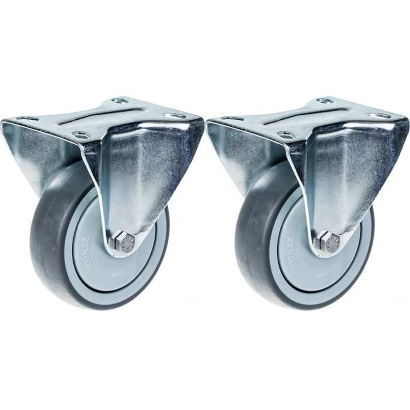 'Roulette - 80mm - Grey rubber - Fixed - Capacity 160kg (Set of 2)'