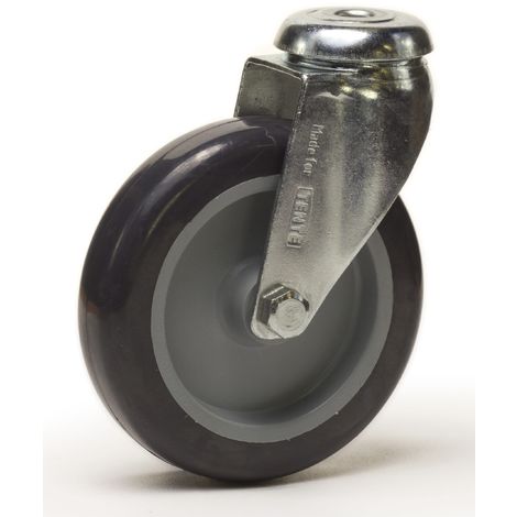 Roulette à oeil pivotante diamètre 50 mm caoutchouc gris - 40 Kg