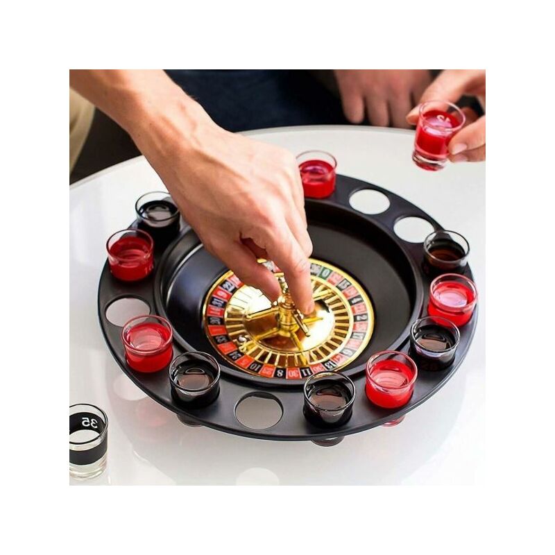 Image of Topolenashop - Roulette alcolica con 16 bicchierini gioco d'azzardo da tavolo per adulti MB-34