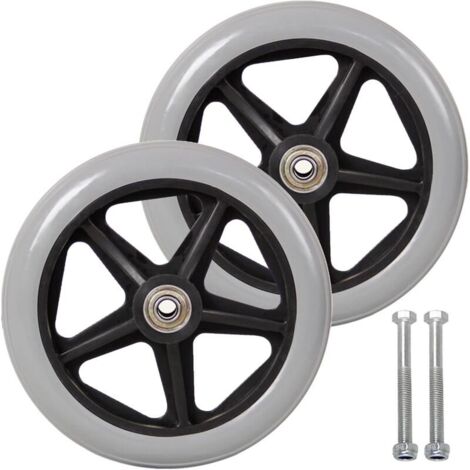Roulette Avant De 7 Pouces, 2pcs Roues De Remplacement pour Fauteuil Roulan, Pneu Solide Antidérapant, 170mm Gris en Noir, Roues pour Fauteuils Roulants, Déambulateurs, Marcheurs（Gris）