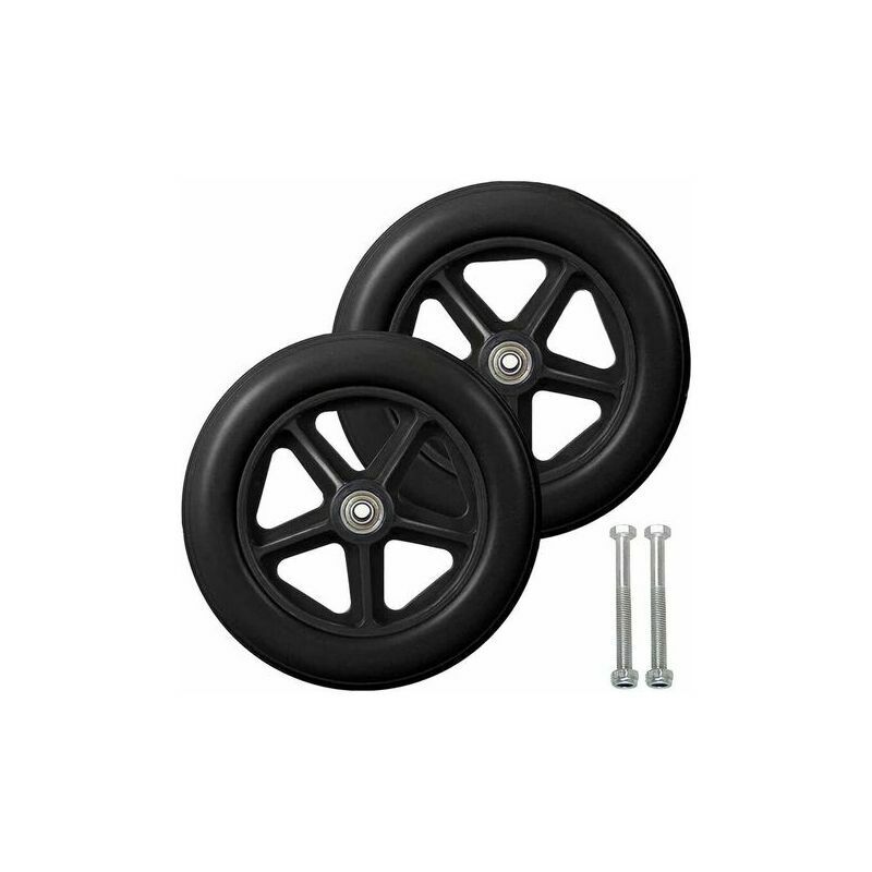 KZQ - Roulette Avant de 8 Pouces - 2 Pièces, Roues de Remplacement Solides Antidérapantes, Pour Fauteuils Roulants, Déambulateurs, Marcheurs (Noir)