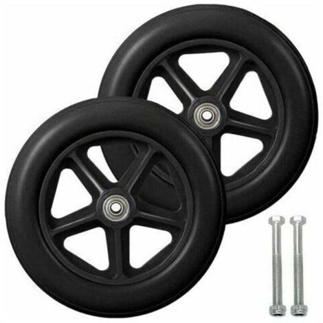Roulette Avant de 8 Pouces - 2 Pièces, Roues de Remplacement Solides Antidérapantes, Pour Fauteuils Roulants, Déambulateurs, Marcheurs (Noir)